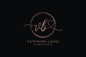 Initial VB handwriting logo with circle template vector logo of initial wedding, fashion, floral and botanical with creative template.