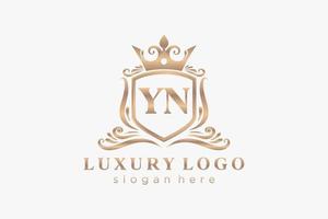 Initial YN Letter Royal Luxury Logo template in vector art for Restaurant, Royalty, Boutique, Cafe, Hotel, Heraldic, Jewelry, Fashion and other vector illustration.