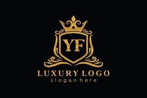 Initial YF Letter Royal Luxury Logo template in vector art for Restaurant, Royalty, Boutique, Cafe, Hotel, Heraldic, Jewelry, Fashion and other vector illustration.