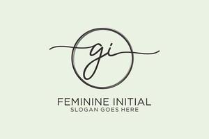 Initial GI handwriting logo with circle template vector logo of initial signature, wedding, fashion, floral and botanical with creative template.