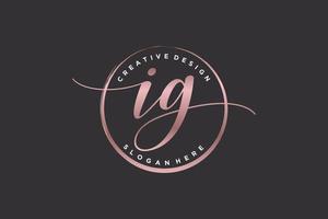 Initial IG handwriting logo with circle template vector signature, wedding, fashion, floral and botanical with creative template.