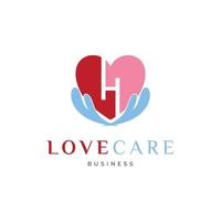 Initial Letter H Love Care Icon Logo Design Template vector