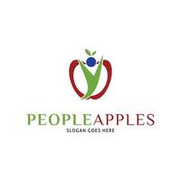 gente con manzanas icono vector logo plantilla ilustración diseño