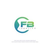 FB Initial letter circular line logo template vector with gradient color blend