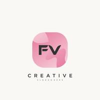 FV Initial Letter logo icon design template elements with wave colorful vector