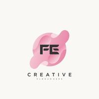 FE Initial Letter logo icon design template elements with wave colorful vector