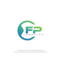 FP Initial letter circular line logo template vector with gradient color blend