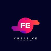 FE Initial Letter logo icon design template elements with wave colorful vector