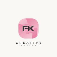 FK Initial Letter logo icon design template elements with wave colorful vector
