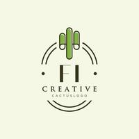 FI Initial letter green cactus logo vector