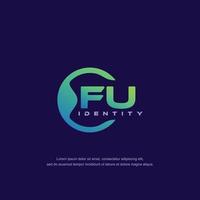 FU Initial letter circular line logo template vector with gradient color blend