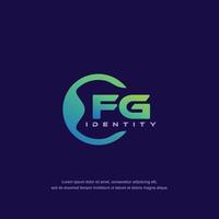 FG Initial letter circular line logo template vector with gradient color blend