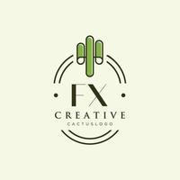 fx letra inicial vector de logotipo de cactus verde