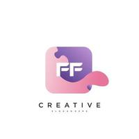 FF Initial Letter logo icon design template elements with wave colorful vector