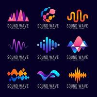 conjunto de logotipo de onda de sonido vector