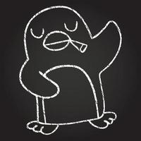 dibujo de tiza de pingüino fumador vector
