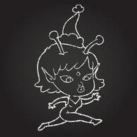 Christmas Alien Chalk Drawing vector