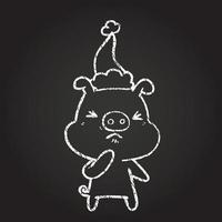 Christmas Pig Chalk Drawing vector