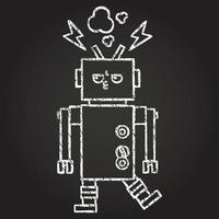 Crazy Robot Chalk Drawing vector