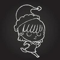 Christmas Woman Chalk Drawing vector