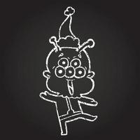 Christmas Alien Chalk Drawing vector