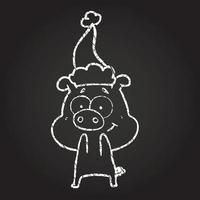 Christmas Pig Chalk Drawing vector