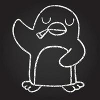dibujo de tiza de pingüino fumando vector