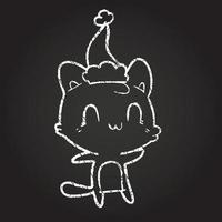 Christmas Cat Chalk Drawing vector