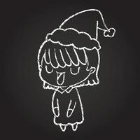 Christmas Woman Chalk Drawing vector