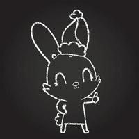 Christmas Rabbit Chalk Drawing vector