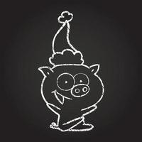 Festive Pig Chalk Drawing vector