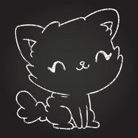 Cute Cat Chalk Drawing vector