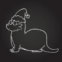 Christmas Otter Chalk Drawing vector