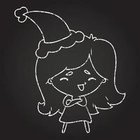 dibujo de tiza de mujer de navidad vector