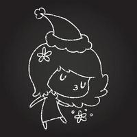 Christmas Woman Chalk Drawing vector