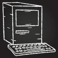 Desktop Computer Chalk Drawing vector