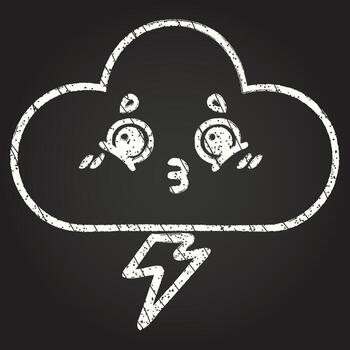 dibujo de tiza de nube de trueno vector