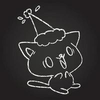 dibujo de tiza de gato navideño vector