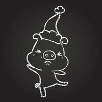 Festive Pig Chalk Drawing vector