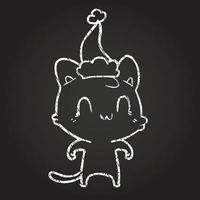 Christmas Cat Chalk Drawing vector