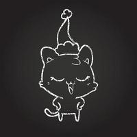 Christmas Cat Chalk Drawing vector