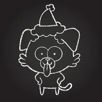 Christmas Dog Chalk Drawing vector