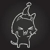 Christmas Cat Chalk Drawing vector