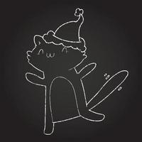 Christmas Cat Chalk Drawing vector