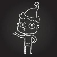 Christmas Alien Chalk Drawing vector