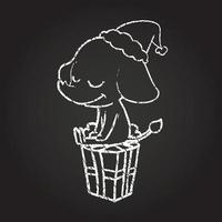 Christmas Elephant Chalk Drawing vector