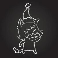 Festive Wolf Chalk Drawing vector