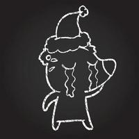 Crying Christmas Bear Chalk Drawing vector