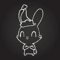 dibujo de tiza de conejo de navidad vector