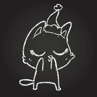 Christmas Cat Chalk Drawing vector